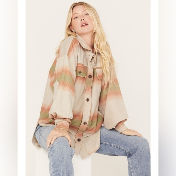 FREE PEOPLE WOMEN'S OMBRE SERAPE PRINT RUBY JACKET - Picture 2 of 10